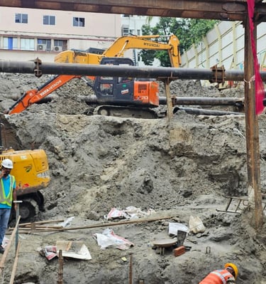 a group of construction workers working on a construction site