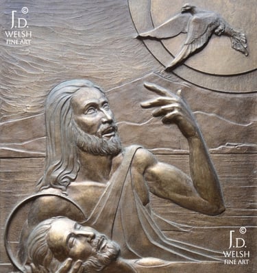 Deco Baptism - Christ and Dove - Art Deco - Sacred art - Jeremiah D. Welsh- JD Welsh Fine Art
