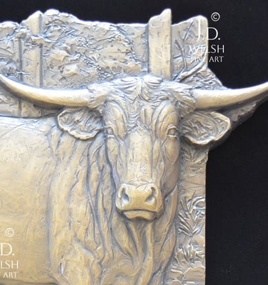 Texas Longhorn - Bronze relief sculpture - Jeremiah D Welsh