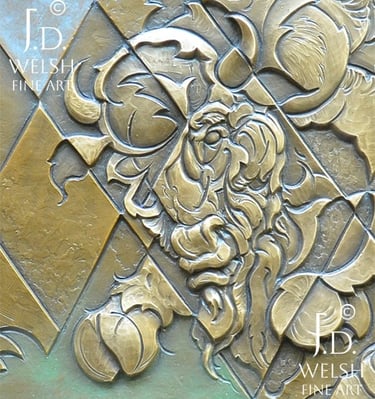 Thunder, Hooves and Prairie Chickens - Modernist Bronze Relief Sculpture - Jeremiah D Welsh