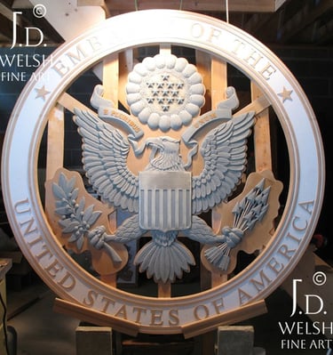 United States Embassy Seal - 72" - clay sculpture -Jeremiah D Welsh