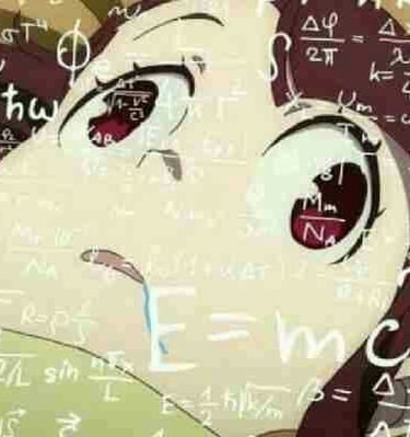 Drooling anime girl with algebra covering the image
