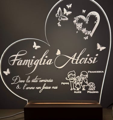 Lampada led in plexiglass personalizzata