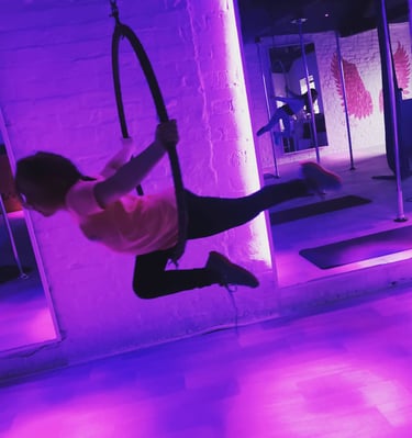 Image of student at Sxefit aerial hoops class