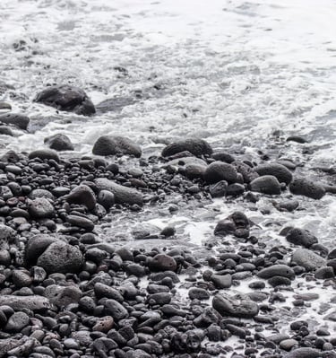 Lava rocket black sand beach