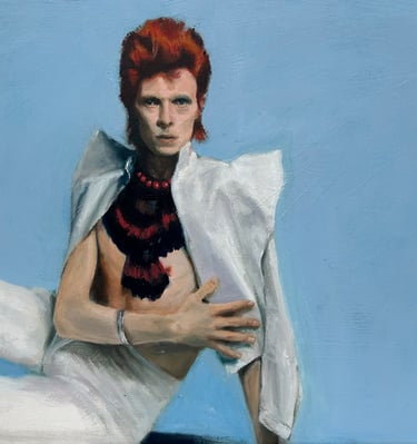 a painting of David Bowie oil on canvas