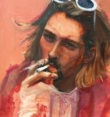 a painting of Kurt Cobain oil on canvas