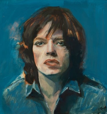 a painting of Mick Jagger oil on canvas