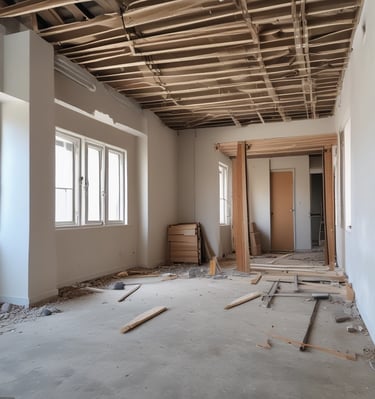 An interior view of a stylish living room after renovation.