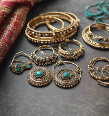 Close-up of colorful imitation necklaces displayed on a wooden table.