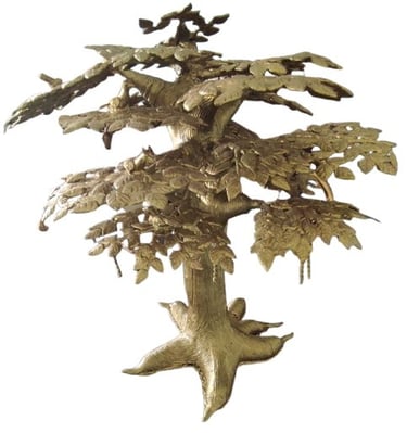 "Handcrafted brass bonsai tree for table decor–Bastar tribal art style sculpture-Sent overseas"