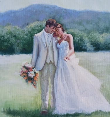 blue ridge mountain wedding painting
