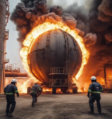 Explosión en tanque de almacenamiento de sustancias inflamables o combustibles
