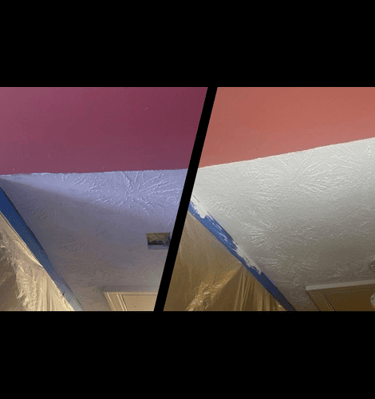 Electrician access hole -- Drywall ceiling repair (hole) with stipple texture finish