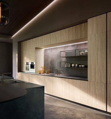 kitchen interior with high quality hardware.