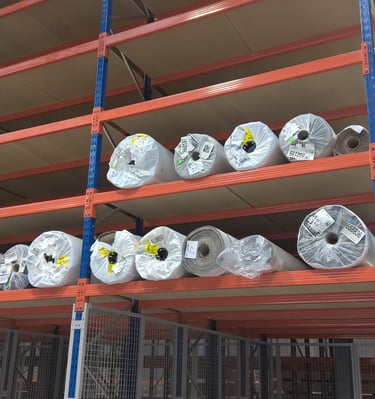 carpet racking storing carpet rolls