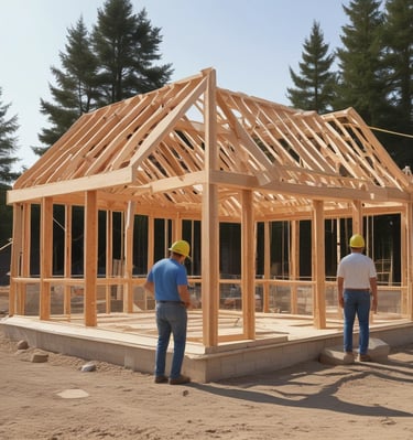 House under construction by McKnight Construction: Frame and foundation stage