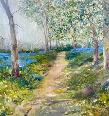 oil painting of bluebells in normandy 
