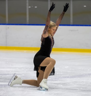 Adult figure skater performing element 4