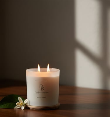 a candle with a candle on a table