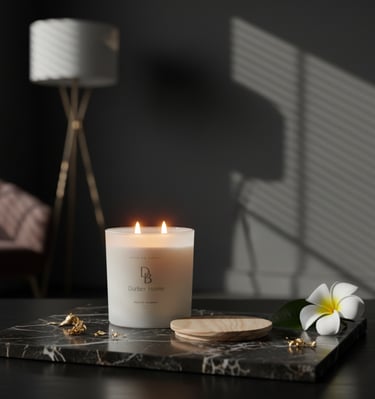 a candle with a candle and a candle on a table