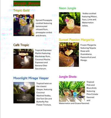 Summer party menu by Bender Mixology Services