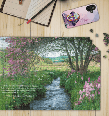 Immerse yourself in the tranquil beauty of nature with this elegant puzzle featuring a poetic quote 