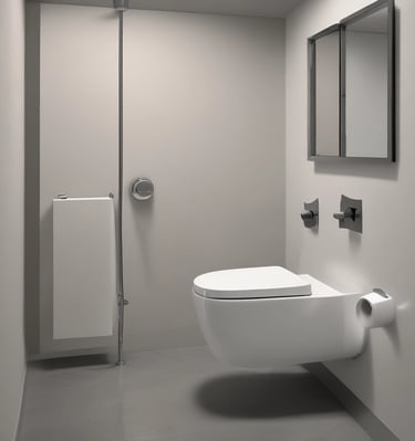 An installation of new sanitary equipment in a home.