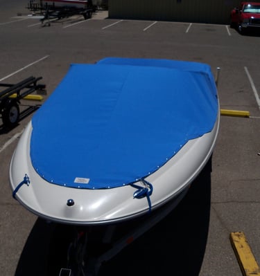 open bow snap down boat cover. Sunbrella fabric