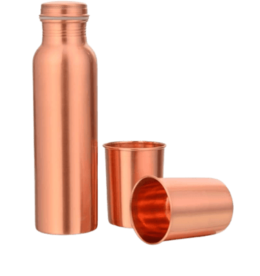 Plain Copper Bottle and Glass Gift Set – Wholesale Export India
