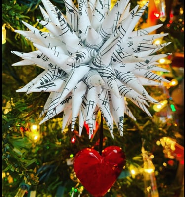 white paper with musical notes christmas ornament