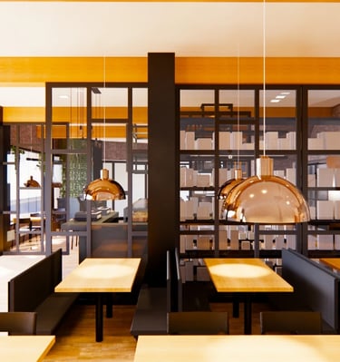 área deconsumo de restaurantes arquitetura