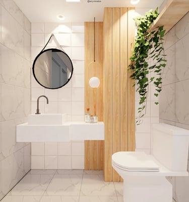 lavabo com madeira e cermaica portinari interiores