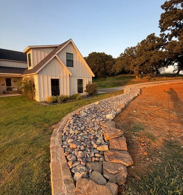a stone drainage path