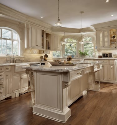 A modern kitchen with a large island and a large remodeled