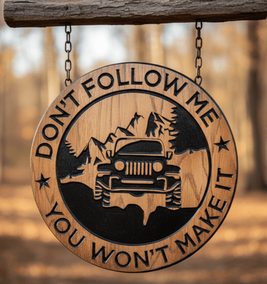 Custom wooden sign with a decorative carving or unique shape, displaying personalized text.