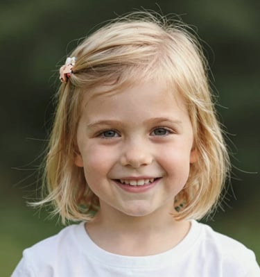 A cheerful child with a big smile.