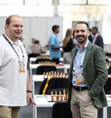 Match Arbiter Mate Bodnar and Vlad Ghita at the 2024 Chess Olympiad
