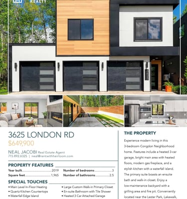 a flyer for real estate in Duluth