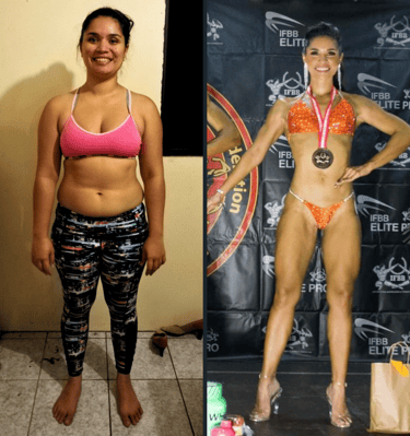 Transformation femme avec 30kg de différence et un nouveau physique pour une compétitrice bikini