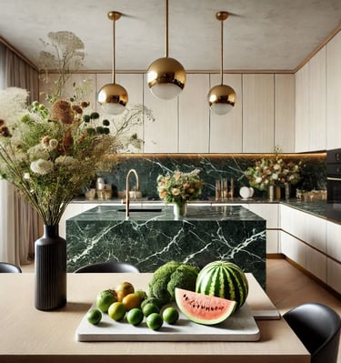 Wizualizacja nowoczesnej kuchni – projekt wnętrza 3D z eleganckim wykończeniem