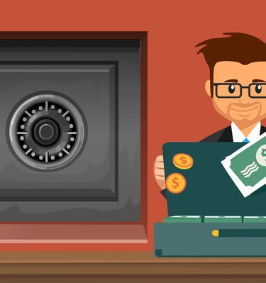 guy with secure briefcase and gold bullion depository for precious metals