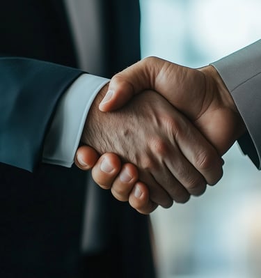 business men shaking hands signaling trust and being legit