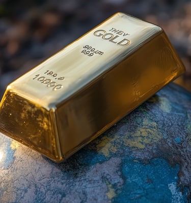 gold bar on a globe symbolizing the importance