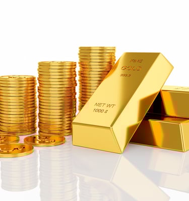 gold bars and coins