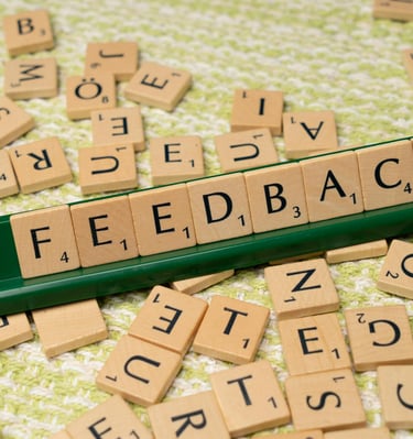 block letters forming word "feedback" symbolizing blog post for augusta precious metals customer reviews