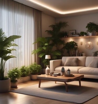 A serene spa setting with soft lighting and calming decor.
