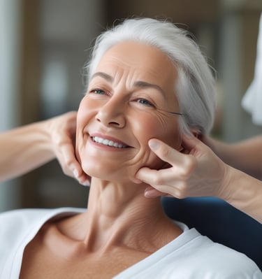 A close-up of a skilled aesthetician applying a rejuvenating mask.