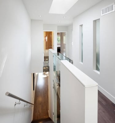 a staircase leading to a loft apartment