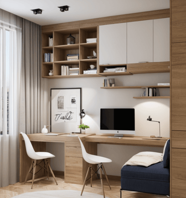 a room with a desk and a chair